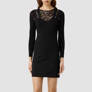 All Saints Helis Black Lace Dress Bodycon NWOT